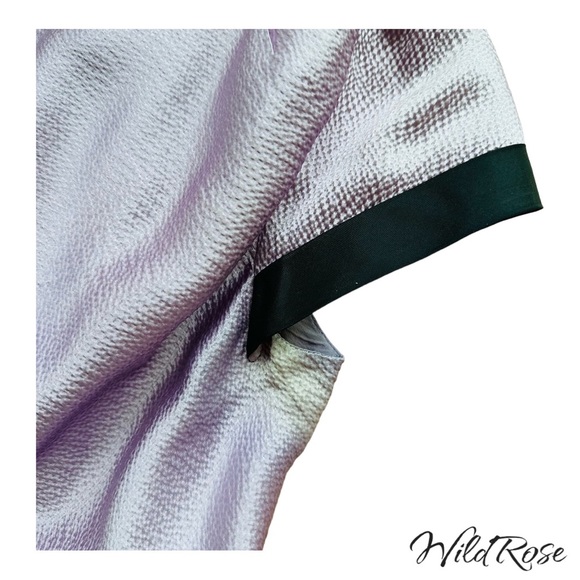 ZAC POSEN MARILYN DRESS - Lilac & Navy Blue Collared Fringe Silk Dress SZ 2 - Picture 12 of 17